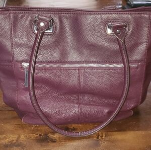 Tignanello brand Burgundy Leather Tote Style Bag.